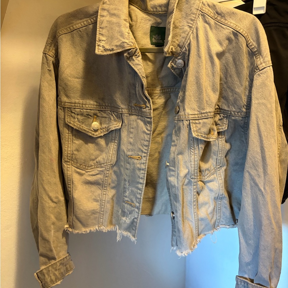 Wild Fable Light Gray Distressed Jean Jacket